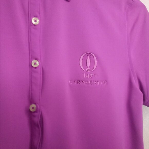 The Open 147th Carnoustie Polo Shirt S Women Short Sleeve Golf Active Purple - Picture 8 of 15